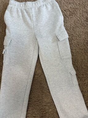 Kids Light Gray Cargo Sweatpants